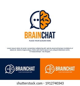 Brain chat vector logo template. This design use mind symbol. Suitable for conversation.