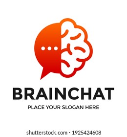 Brain chat vector logo template. This design use mind symbol. Suitable for conversation.