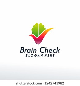 Brain check logo designs concept vector, Education Check logo template, Logo symbol icon