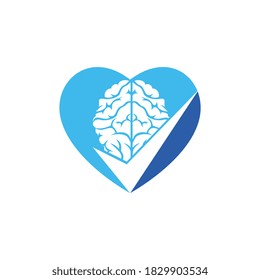 Brain check vector logo design. Brain and tick icon logo.