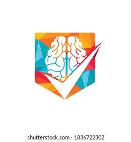 Brain check vector logo design. Brain and tick icon logo.	