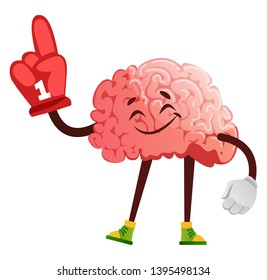 Brain is cheering, illustration, vector on white background.