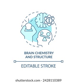 Brain chemistry and structure soft blue concept icon. Nervous system. Round shape line illustration. Abstract idea. Graphic design. Easy to use in infographic, presentation, brochure, booklet