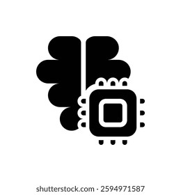 Brain Chip Glyph Icon. Brain Chip Icon