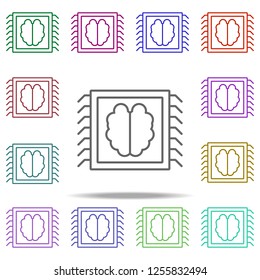 brain in chip icon. Elements of intelligence in multi color style icons. Simple icon for websites, web design, mobile app, info graphics