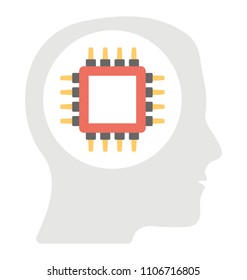 
A brain chip symbolising artificial intelligence flat icon
