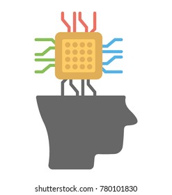 A brain chip symbolising artificial intelligence flat icon