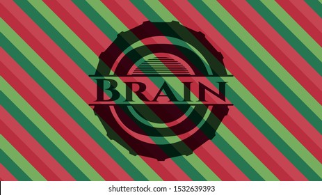 Brain christmas emblem background. Vector Illustration. Detailed.
