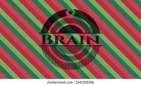 Brain christmas emblem. Vector Illustration. Detailed.