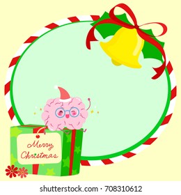 brain with christmas on the green background