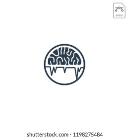 Brain circle icon logo template vector illustration and inspiration