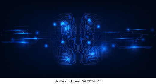 Brain circuit ai analysis artificial background.Vector illustration.
