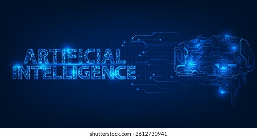 Brain circuit ai analysis artificial intelligence background.Vector illustration.