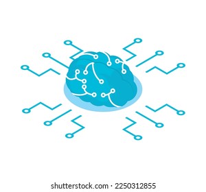 icono de IA aislado de circuito cerebral