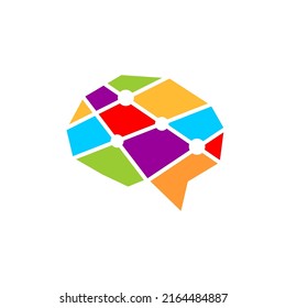 signo vectorial de diseño de logotipo azul de circuito cerebral