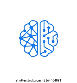 brain circuit blue logo design vector sign