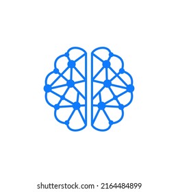 signo vectorial de diseño de logotipo azul de circuito cerebral