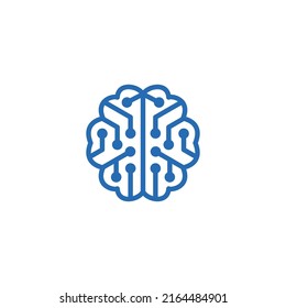 brain circuit blue logo design vector sign