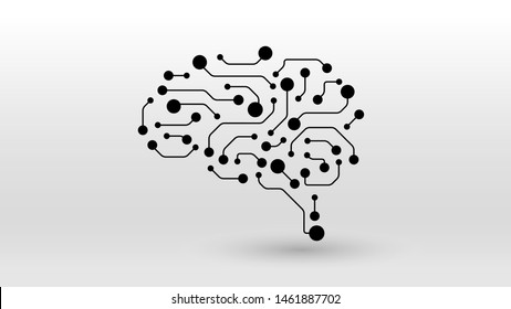 Brain circuit board ai tech concept dot line elements icon