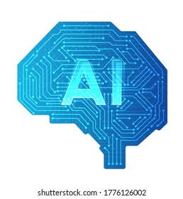 Brain circuit board artificial intelligence tech concept dot line elements is learning processing big data. Technology and engineering concept. vector Illustration design. 