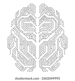 Brain with circuit board. Digital concept
