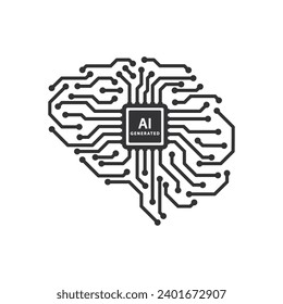 Logo de la tarjeta de circuito cerebral, concepto de diseño de chips de tecnología de inteligencia artificial