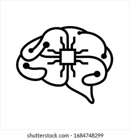 diseño del logotipo de la tarjeta de circuitos cerebrales - Ilustración vectorial, EPS10.