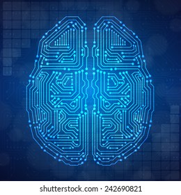 Brain with circuit board texture. Digital concept. Digitally background. EPS10 vector