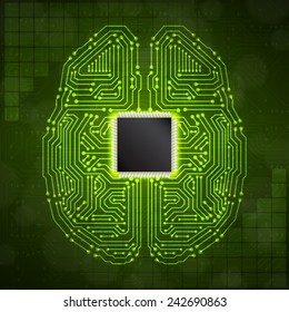 Brain with circuit board texture. Digital concept. Digitally background. EPS10 vector