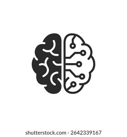 brain and circuit combined vector icon