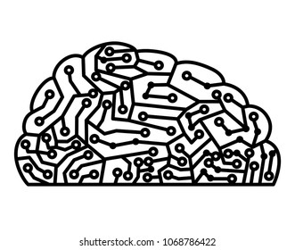 brain with circuit electric icon