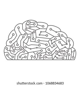 brain with circuit electric icon