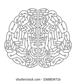 brain with circuit electric icon