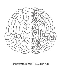 brain with circuit electric icon