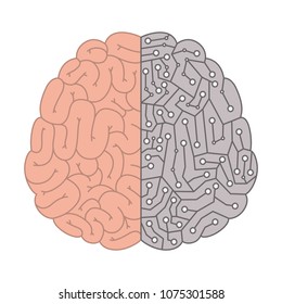 brain with circuit electric icon