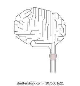 brain with circuit electric icon