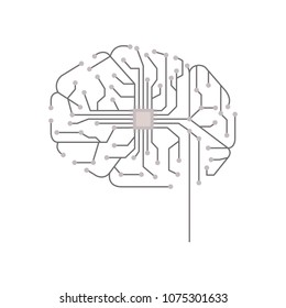 brain with circuit electric icon
