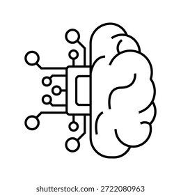 Brain Circuit Icon. AI Brain and Artificial Intelligence Vector Symbol.