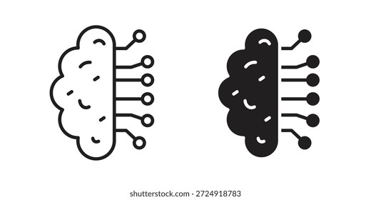 Brain circuit icon flat and stroke collection for ui ux work.