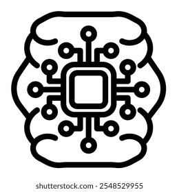 Brain circuit icon line style transparent