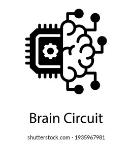Brain circuit icon in modern filled style 