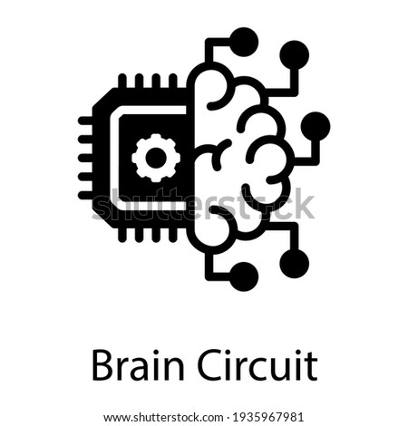 Brain circuit icon in modern filled style 