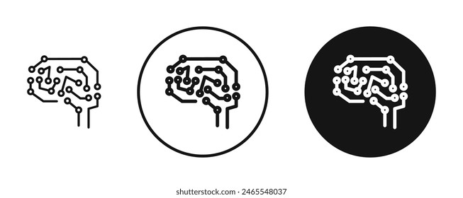 Conjunto de iconos del circuito cerebral. VECTOR de inteligencia artificial. Icono de cabeza de tecnología AI para diseños de UI.