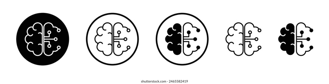 Brain Circuit Icon Set. AI Brain and Artificial Intelligence Vector Symbol.