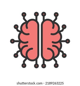 Brain Circuit Icon Vector Image. Can Also Be Used For Artificial Intelligence. Suitable For Mobile Apps, Web Apps And Print Media.