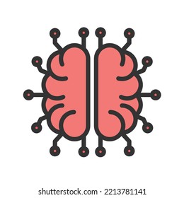 Brain Circuit Icon Vector Image. Can Also Be Used For Artificial Intelligence. Suitable For Mobile Apps, Web Apps And Print Media.