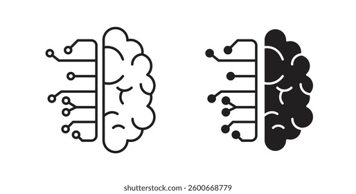 Brain circuit icons graphics set vectors