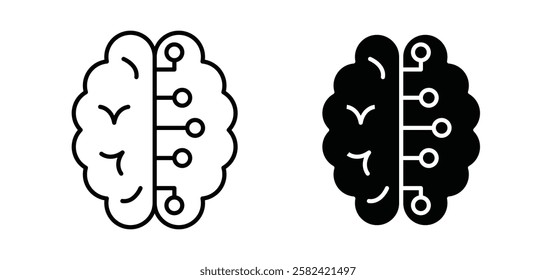 Brain circuit icons pack vectors in black flat and strokes