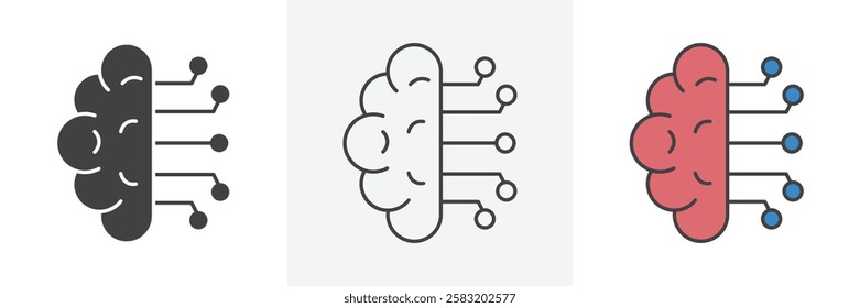 Brain circuit icons pack for website designs