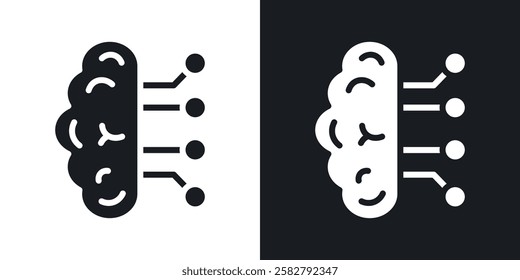 Brain circuit icons set vectors black and colored style